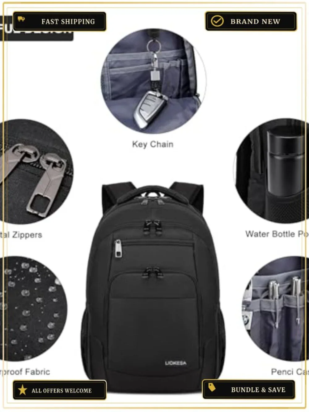 Large Capacity Travel Laptop Backpack with USB Port for Men Women College Work